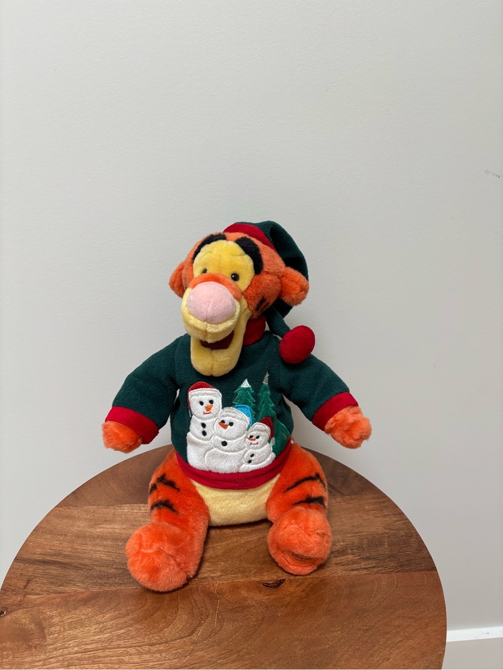 Disney Orange Tigger Plush in Green Holiday Sweater